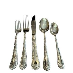 WM Roger Enchanted Rose Vintage Silverplate by Intl Silver 1 place setting 5 pcs